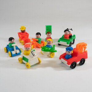 Vintage Fisher-Price Little People with Transportation, 17 pieces